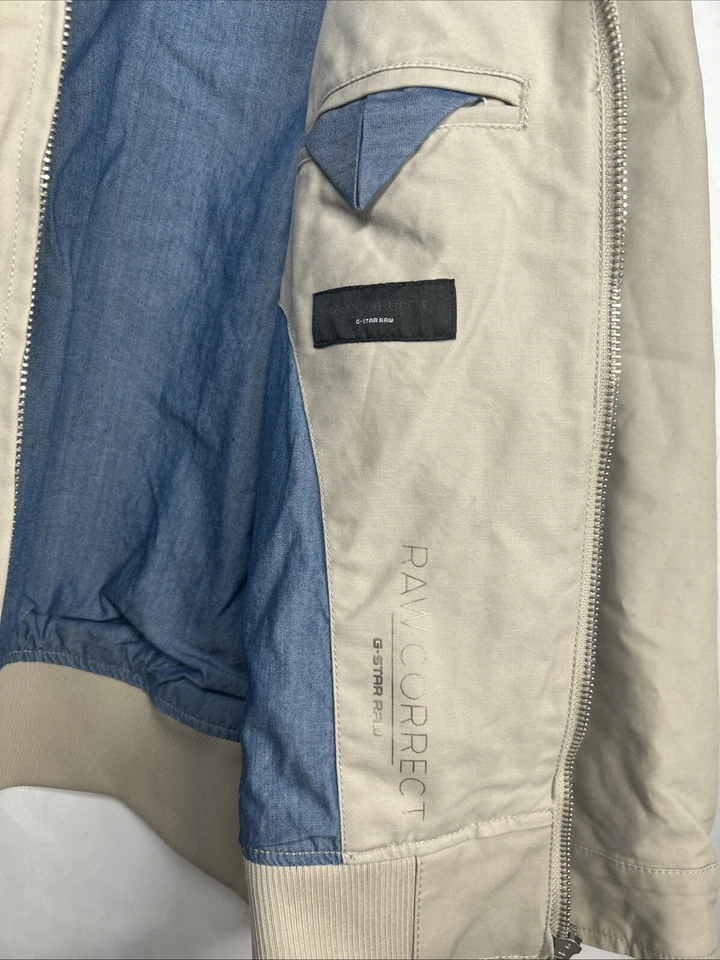G-Star Raw Correct Jacket Mens S Beige Fleet Bomber Full-Zip Funnel Neck - Image 4 of 4