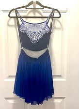 Windsor royal blue 2 piece homecoming/party dress, rhinestone studded ruched top