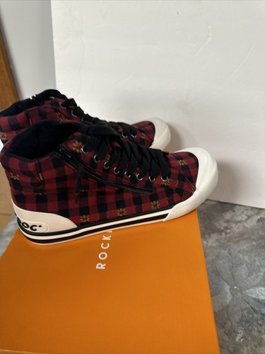 ROCKET DOG JAZZIN' HIGH-TOP CANVAS SNEAKERS Red Black Plaid Dublin Sz 8.5 M - Picture 5 of 9