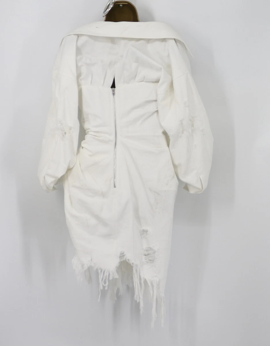 ALEXANDER WANG DENIM FALLING SHOULDER WOMENS WHITE CORSET DRESS UK