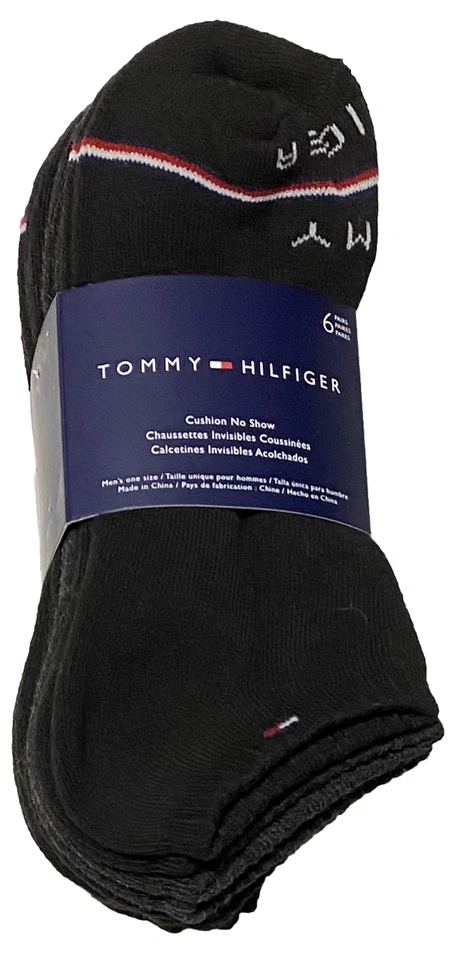 Tommy Hilfiger Hombre 6 Pares Cojín No Show Calcetines Negro/Gris Carbón Foto 2 de 3