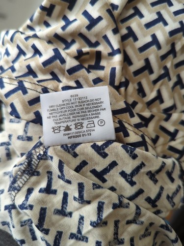 TORY BURCH Top Blouse T Logo Signature Print Silk Jersey Blue Beige Stretch XS - Picture 9 of 9