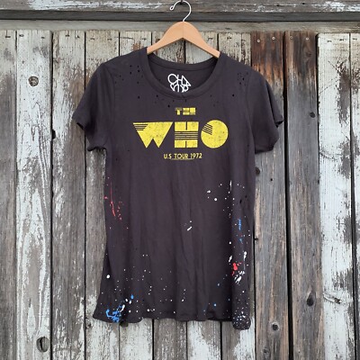 The Who US Tour 1972 Retro Vintage Inspired Worn In Paint Splatter Womens  Shirt