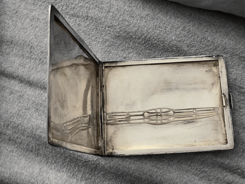 Rare Antique GOLF CIGARETTE CASE HOLDER: Sterling Silver 112 Grams; Golfer Image - Picture 3 of 4