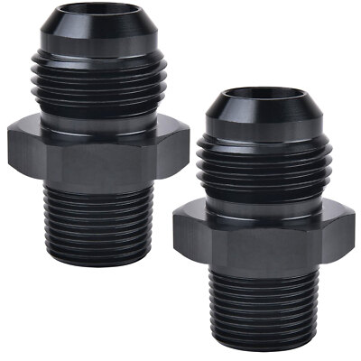 2PCS 10AN Male Flare to 3/8'' NPT Pipe Fittings Adapter Straight Black