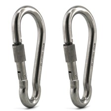 2Set M12 Carabiner with Thumb Lock Safety Screw Heavy Duty 316 Stainless Steel