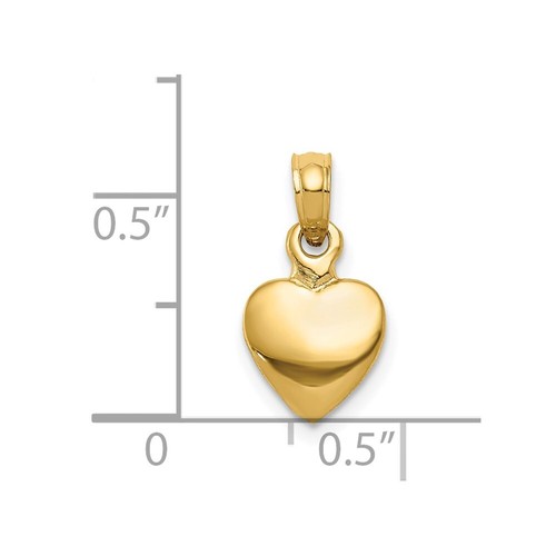 14K Polished Solid 3D Heart Pendant - 第 4/4 張圖片
