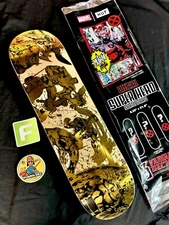 SUPER RARE Gold Holofoil X Men Marvel Huf Skateboard Deck 60th Anniversary Bag