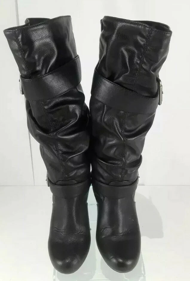 Botas Xhilaration Target negras debajo de la rodilla, hasta la pantorrilla con hebillas talla 7,5 Foto 2 de 4