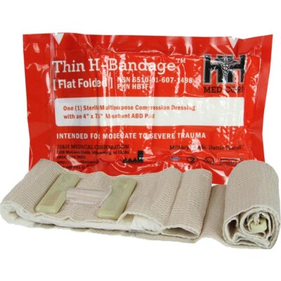 2 Pack - H&H Medical Thin H Bandage - Flat Folded - IFAK Trauma Supplies