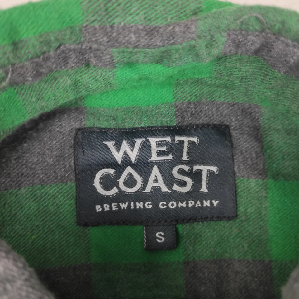 Wet Coast Breawing Co S Green Plaid Flannel Shirt 100% Cotton - Image 4 of 4
