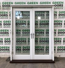 WOODEN WHITE FRENCH DOORS FULL PANE WITH FRAME ALL GLASS DOUBLE GLAZED PATIO