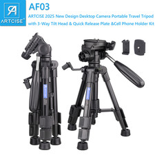 62cm Tabletop Camera Tripod Lightweight Mini Travel Tripod with 3-Way Pan Head