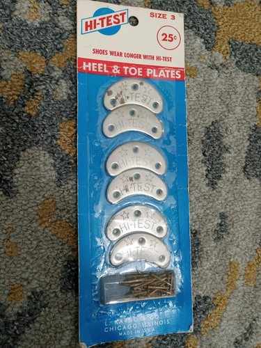 Vintage HI-TEST Metal Heel & Toe Plate Set Size 3, L. Karno Chicago, USA NOS