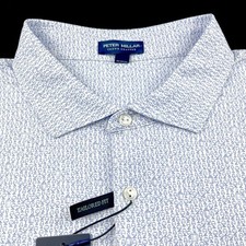 Peter Millar Crown Crafted Performance Drinks Wine Glass Polo White Blue 2XL