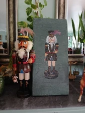 VTG Christmas Nutcracker figurine made of wood in handmade decorated gift box