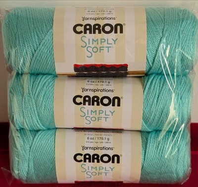 3-Pack (Robin's Egg) Caron Simply Soft Solids Yarn - 6oz each (315 yds each)