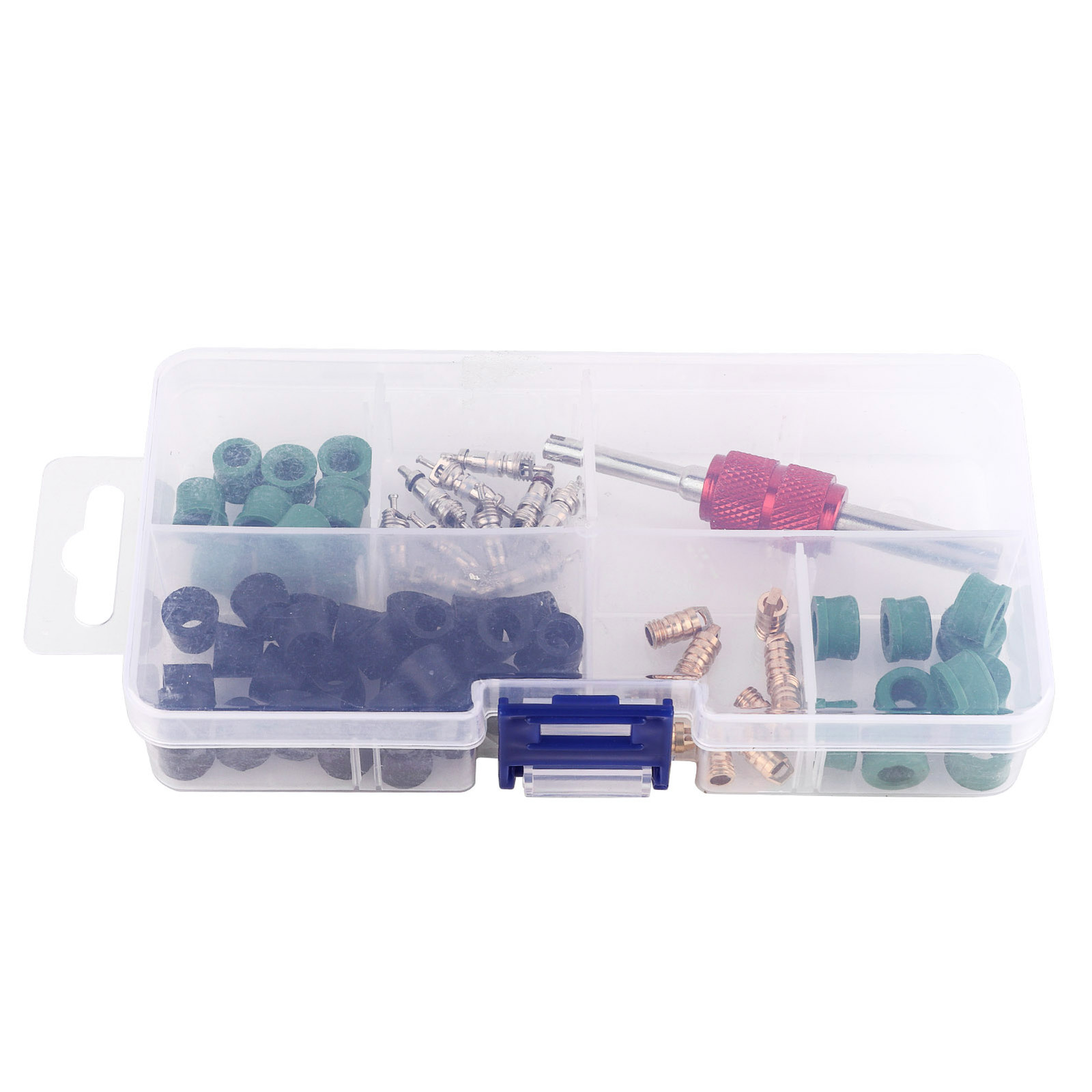 71pcs Air Condition Repair Kit Repair Tool 10pcs Valve Cores 50pcs Hose LW