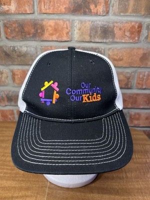 Our Community Our Kids Adoption Family Services Black White Mesh Snapback Hat