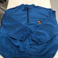 Vintage Surf Style 1/4 Zip Pullover Windbreaker Jacket One Size Blue Iridescent