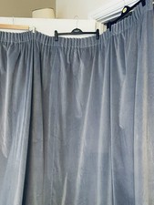 Vintage country house chateau 100%cotton Velvet Curtains 90x90”Lined Mid Blue