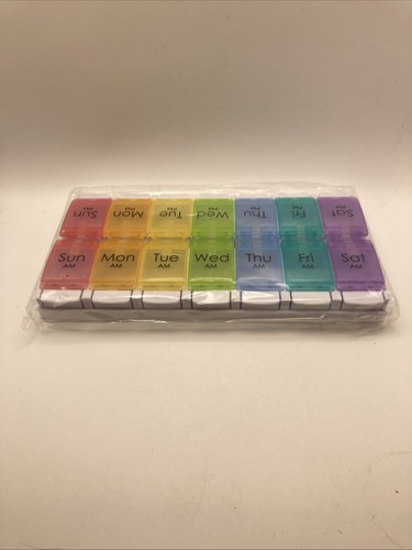 XL Pill Organizer Weekly 2 Times a Day, AM PM Pill Box Medicine Ez Open New - Picture 8 of 8