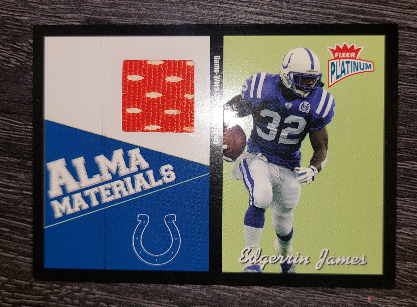 2003 Fleer Platinum Alma Materials Game Used Relic Jersey Edgerrin James #AM-EJ 