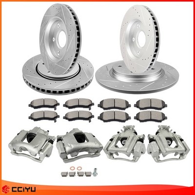 Front Rear Drilled Rotors Calipers Brake Pads For Grand Caravan Town and Country