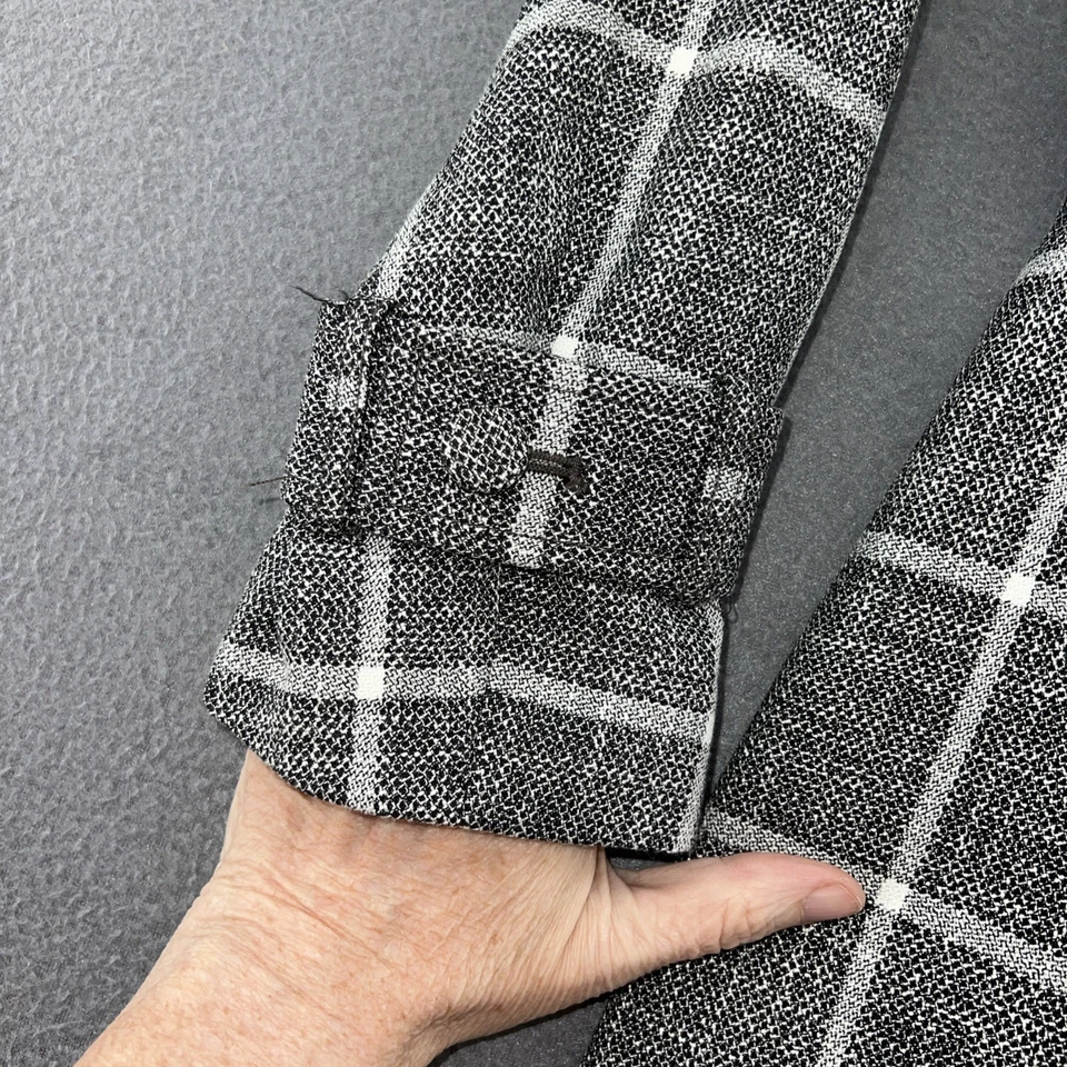 Chaqueta de la Casa Blanca Mercado Negro para Mujer XXS Trevi Gabardina a Cuadros con Cinturón Foto 4 de 4