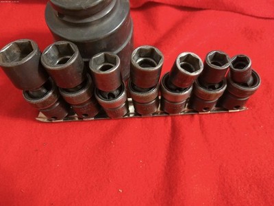 Snap On 7pc Wobble Sockets 3/8 Drive IPF SAE Swivel Impact Socket Set  3/8-3/4