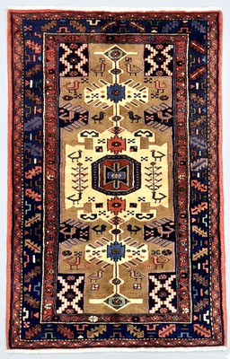 Vintage Tarom Tribal Wool Area Rug 4x7 Hand Knotted Bird Ivory Oriental Boho