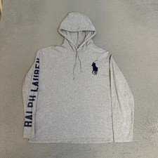 Polo Ralph Lauren Hoodie Mens Size Large Gray Big Pony Pullover