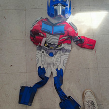 Optimus Prime Boys Costume Set Complete Outfit Jumpsuit Mask Red Blue Gray