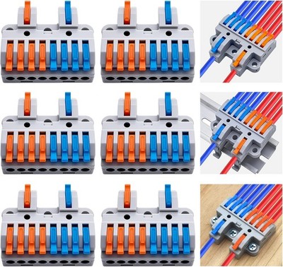 Compact Terminal Blocks 2 Input 8 Output DIN Rail Screw Fix 28 12AWG Lever Wire