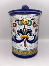Bettini Deruta Italy Ceramic Pantry Biscotti Jar with Lid~6 Inch