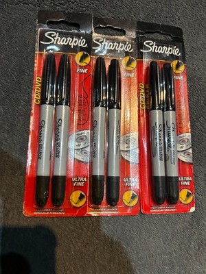 3 Packungen Sharpie Permanentmarker | ultrafeine Spitze | schwarze Tinte | 2 Stifte