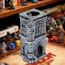 D D Castle Dice Tower for All Dice Sizes, 3D Resin Rolling Trays, Fantasy Tab...