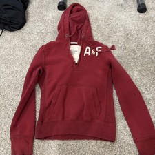 Abercrombie & Fitch Red Zip Hoodie Distressed Men’s Medium AF Logo