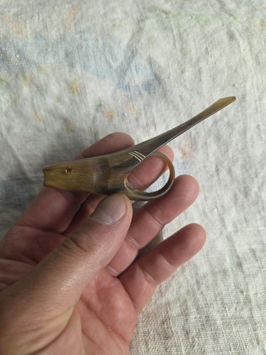 Vintage MCM geschnitztes Horn Fisch geformtes Zigarettenetui 4,25" Handarbeit - Bild 3 von 13
