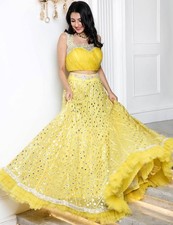 Function Wear Yellow Georgette Lehenga Choli With Net Dupatta For Women