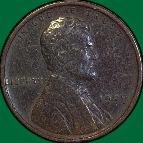 1909-VDB Lincoln Wheat Cent Extremely Fine XF Coin, Cleaning #36164