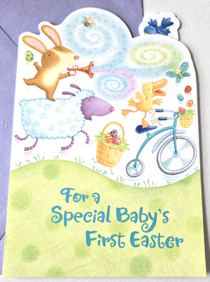 Easter Card for Baby's First Easter Hallmark Lamb Sheep Duck Rabbit Butterfly
