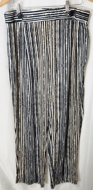 Robert Louis Size 2x Womens Black/White Striped High Rise Pull-On Wide Pants
