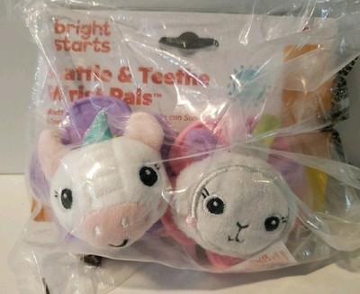 Bright Starts Rattle & Teether Wrist Pals Toy - Unicorn & Llama - New