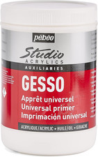 524122 Studio Acrylics 1 Litre Gesso, White, 1 L (Pack of 1)