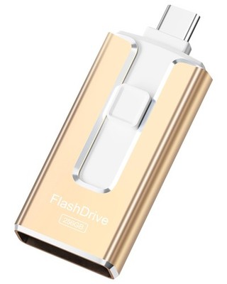 MFi Certified Flash Drive for iPhone 256GB, 3 in 1 Type-C USB Memory Stick Th...