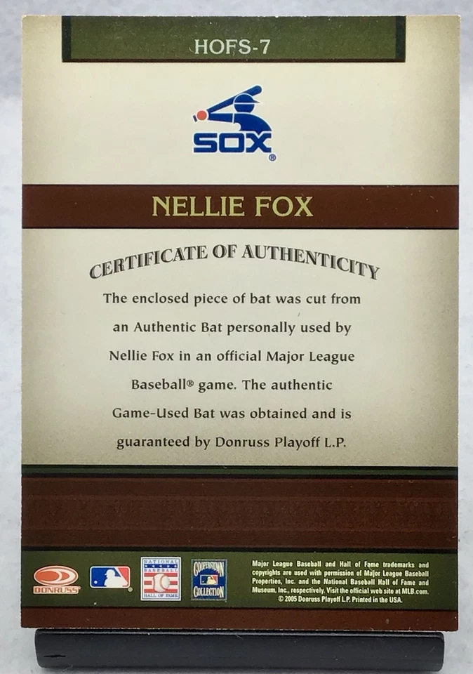 2005 Donruss Greats Hall of Fame Souvenirs Material Bat #HOFS-7 Nellie Fox BAT - Image 2 of 2