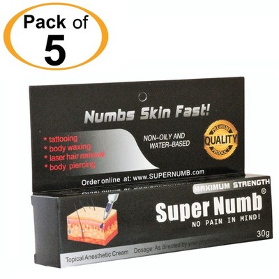 PACK 5 x 30g SUPER NUMB Cream Tattooing Piercing Waxing Laser Microblading