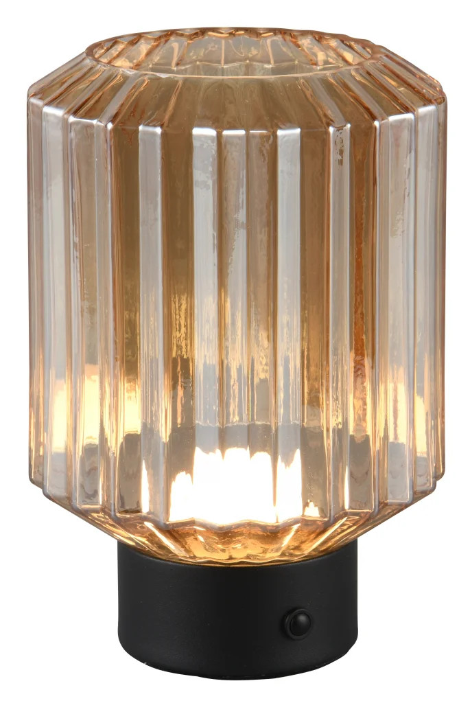 Table Light Black Lord LED Matt Amber Glass Rechargeable Portable Trio R57761113