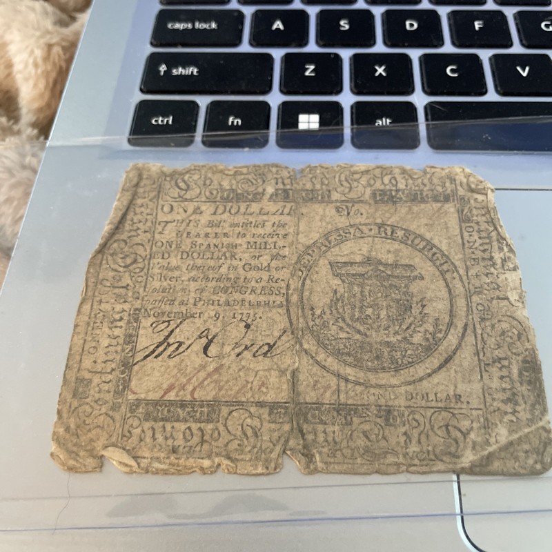 NOVEMBER 29, 1775 $1 ONE DOLLAR CONTINENTAL CURRENCY NOTE  see pics